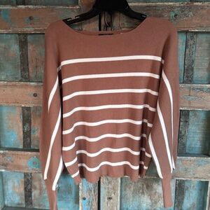 Striped Brown and White Women's Sweater